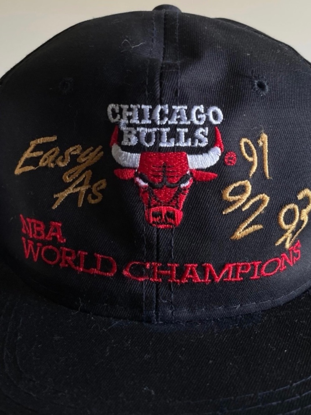 Vintage Chicago Bulls Easy 91, 92, 93 NBA Champions Snapback Hat Black